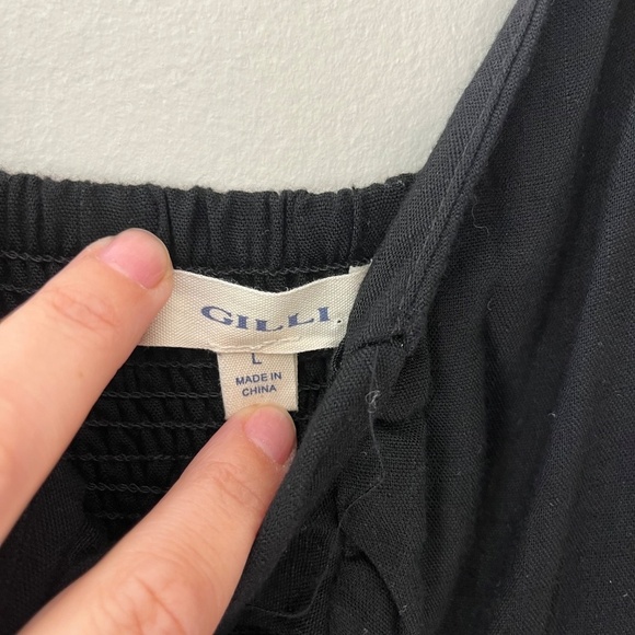 GILLI SleevelessTank Swing V Neck Black Wide Leg Jumpsuit Romper Pockets Size L - Picture 3 of 8